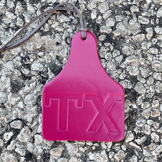 Air Flair | Leather Car Air Freshener | Cow Tag TX Brand (6) Coconut Lime Scent, Fuchsia)
