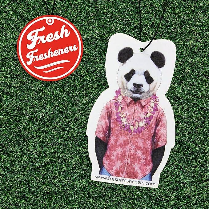 Panda Car Air Freshener 4 Pack Scented With Premium Oils By Fresh Fresheners (4 Pack)