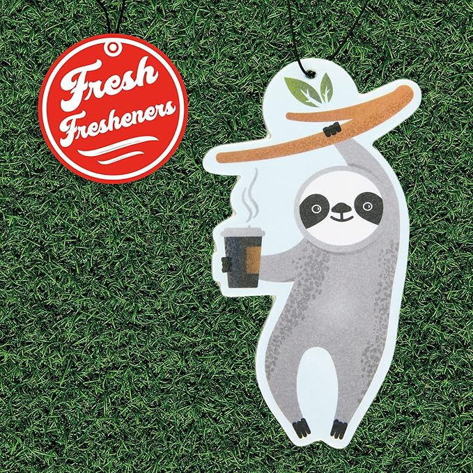 Fresh Fresheners Cute and Funny Dog Car Air Fresheners 6 Pack Scented With Premium Oils By Fresh Fresheners (Sloth, 6 Pack)