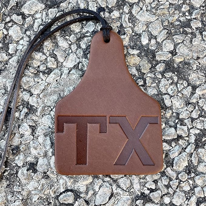 Air Flair | Leather Car Air Freshener | Cow Tag TX Brand (6) Coconut Lime Scent, Brown)