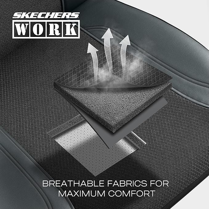 Skechers Car Seat Covers, Work Leather Seat Covers 5-Times Stronger Built-in Webbing, Oxford Fabric Seat Cover Full Sets, Airbag Compatible, Automotive Comfort for Cars, Trucks, SUVs,Grey