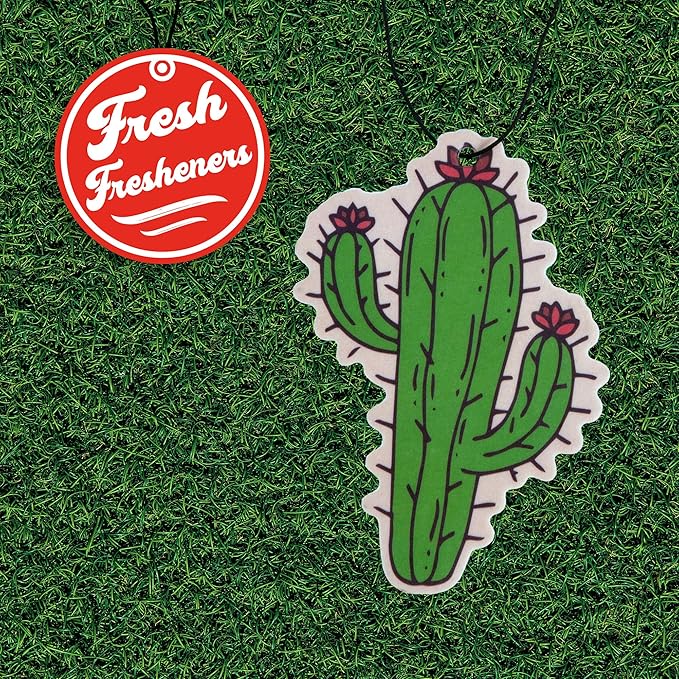Fresh Fresheners Cute Funny Car Air Fresheners 4 Pack Scented With Premium Oils (Cactus)