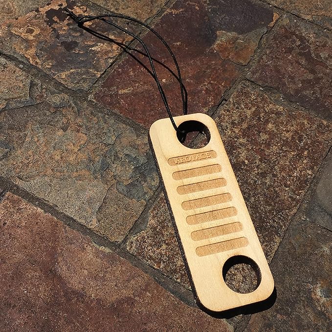 Arotags Offroad Wooden Car Air Freshener - Long Lasting Beach Bum Scent Diffuses for 365+ Days - Includes Hanging Mirror Diffuser and Fragrance Oil - 100% American Made