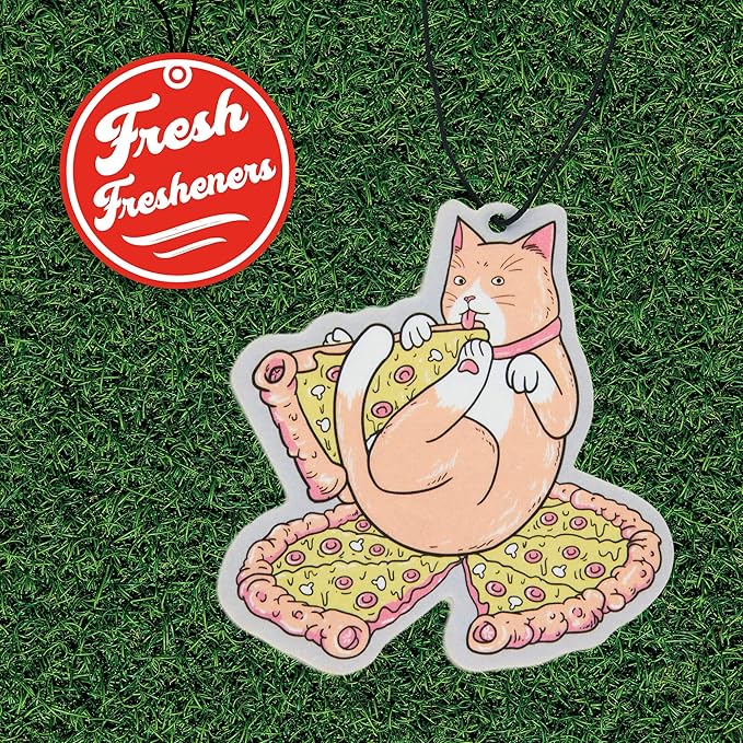 4 Pack Furry Friends Car Air Freshener Collection (Pizza Cat)