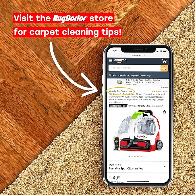 Rug Doctor Pro Motorized Upholstery Tool Attachment For Pro Deep Commercial Carpet Cleaning Machine – Dual Action Motorized Brush with Strong Suction Removes Stains, Soils & Lingering Odors