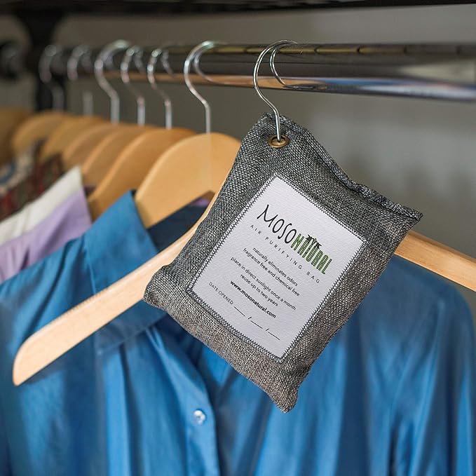 MOSO NATURAL Air Purifying Bag. Bamboo Charcoal Air Freshener, Deodorizer, Odor Eliminator, Odor Absorber for Cars and Home. 200g / 500g Charcoal Color