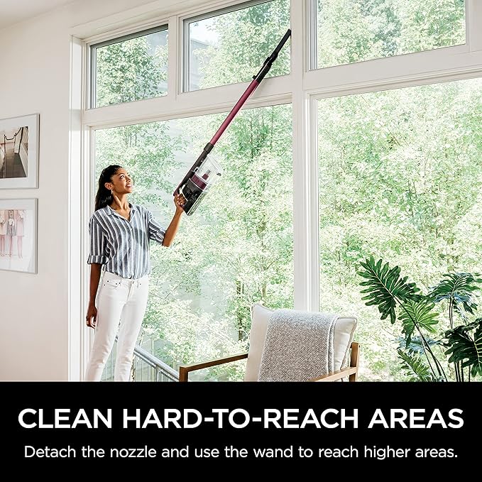 Shark Cordless Vacuum Cleaner, HEPA Filter, Lightweight, Portable, Rechargeable, Pet Hair Pickup, Removable Handheld, Crevice, Upholstery & Dusting Brush Included, 40-min runtime, Red, IZ362H