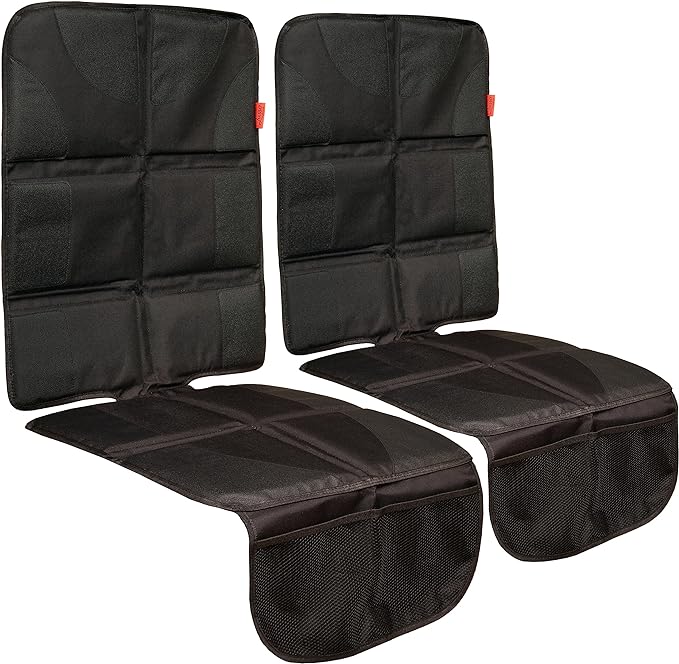 Lusso Gear Car Seat Cover & Protector - 2-Pack Waterproof Non-Slip Protector - Mesh Pocket Organizer - Universal Fit for Convertible & Toddler Car Seats, Black