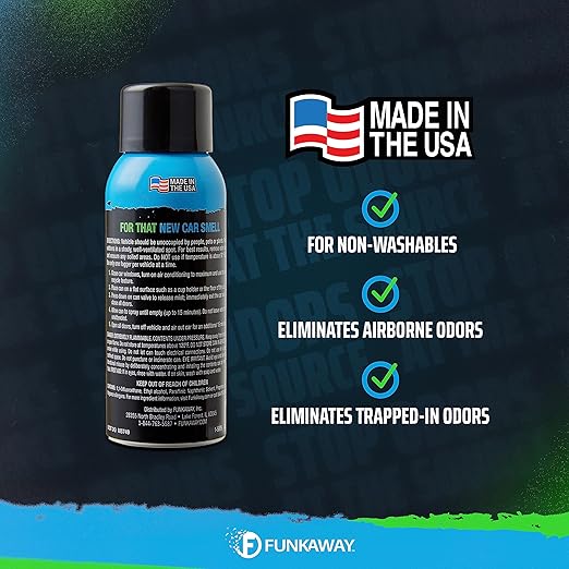 FunkAway Full-Release Car Deodorizer Spray (2 oz - 4 Pack) Lasts Up to 30 Days, Car Air Freshener and Odor Eliminator for SUVs, Trucks and RVs, Automotive Aerosol that Attacks Funk at the Source